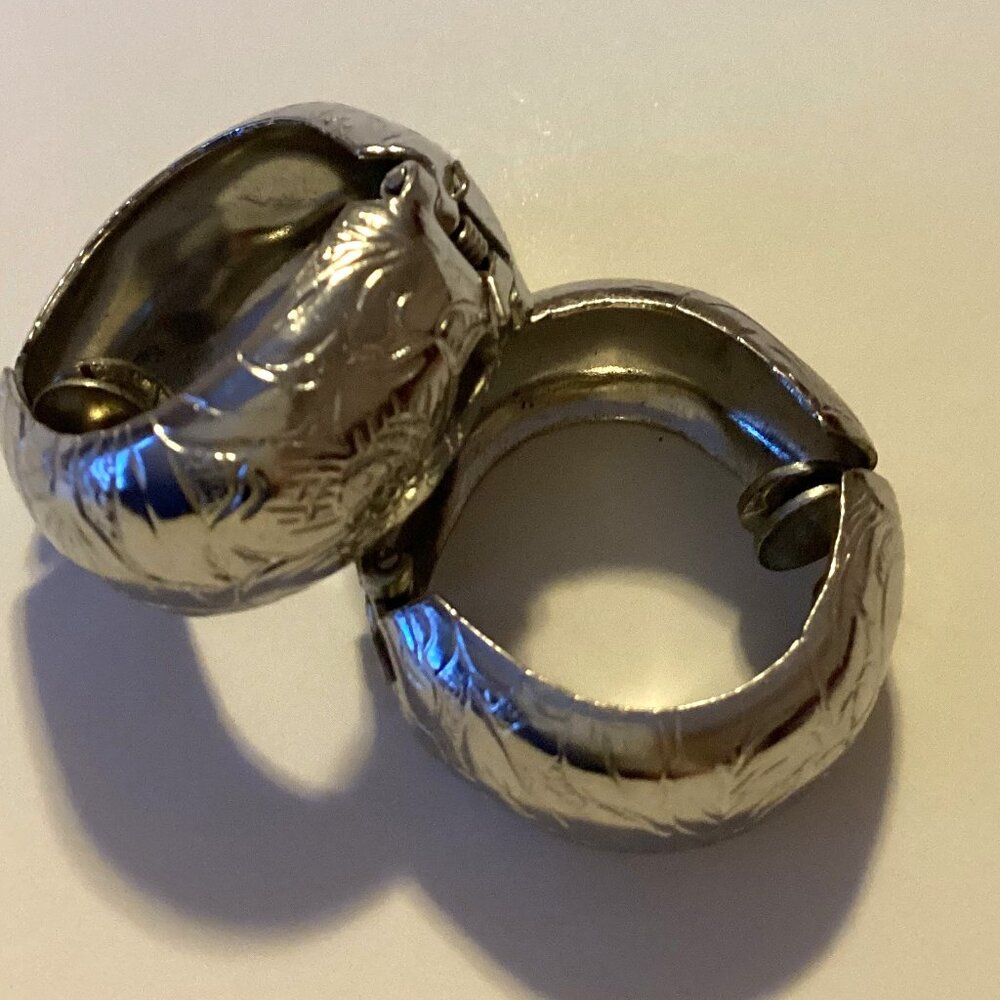 Vintage Silver Round Engraved Pattern Clip-on Earrings Retro Y2K